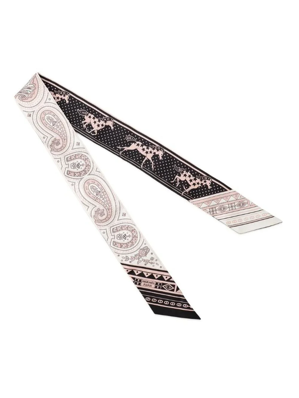 ★SOLD★ Hermes Scarf Cheval de Coeur Bandana Black White - Picture 3 of 10